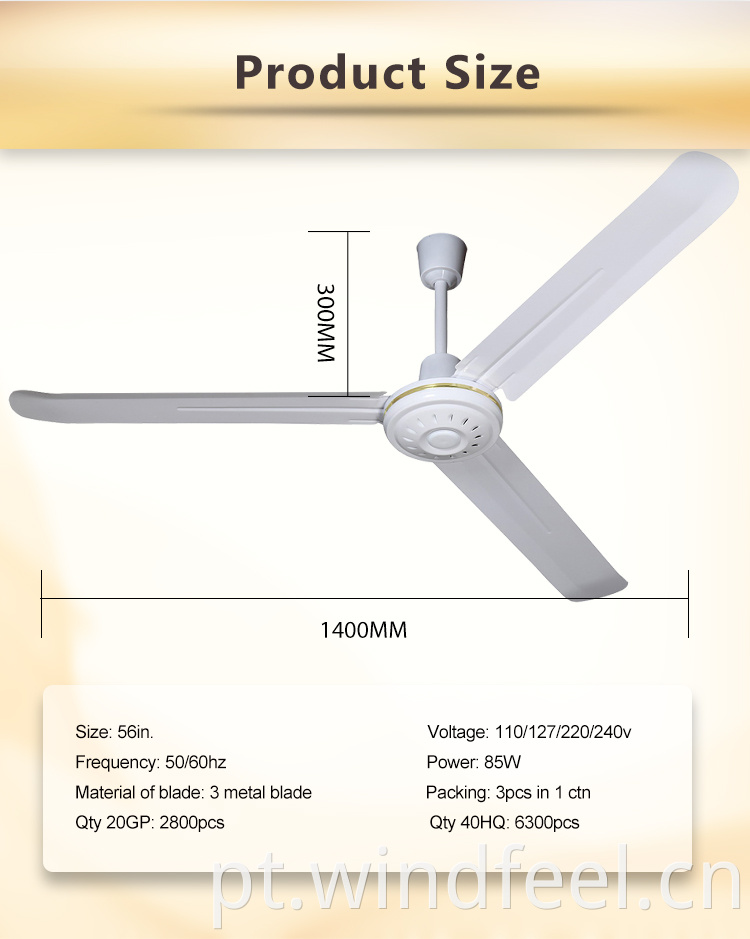 Ventilador poderoso do teto de 56 polegadas de 56 polegadas de 56 polegadas com 100% dos fãs do motor de alumínio puro do motor de cobre